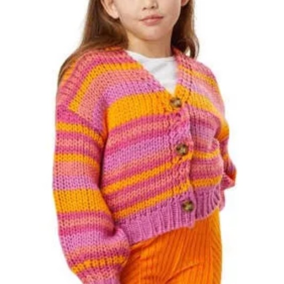 Colorful Striped Girls Sweater Size Small (7/8) Orange Pink & Yellow NWOT - Picture 4 of 6